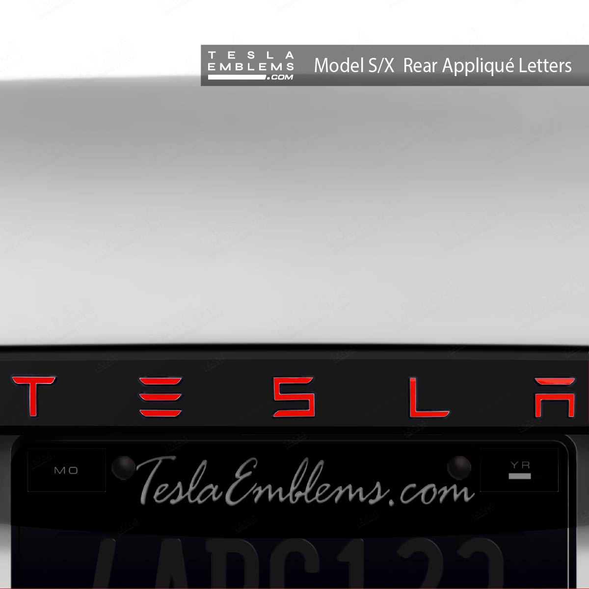 3M Gloss Hot Rod Red Tesla Emblem Decals (Front + Back)