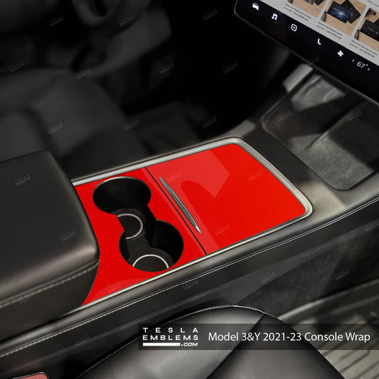 3M Gloss Hot Rod Red | Tesla Center Console Wrap Kit | Model Y '21-25
