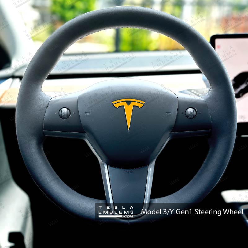 3M Gloss Sunflower Yellow Tesla Steering Wheel Emblem Decal