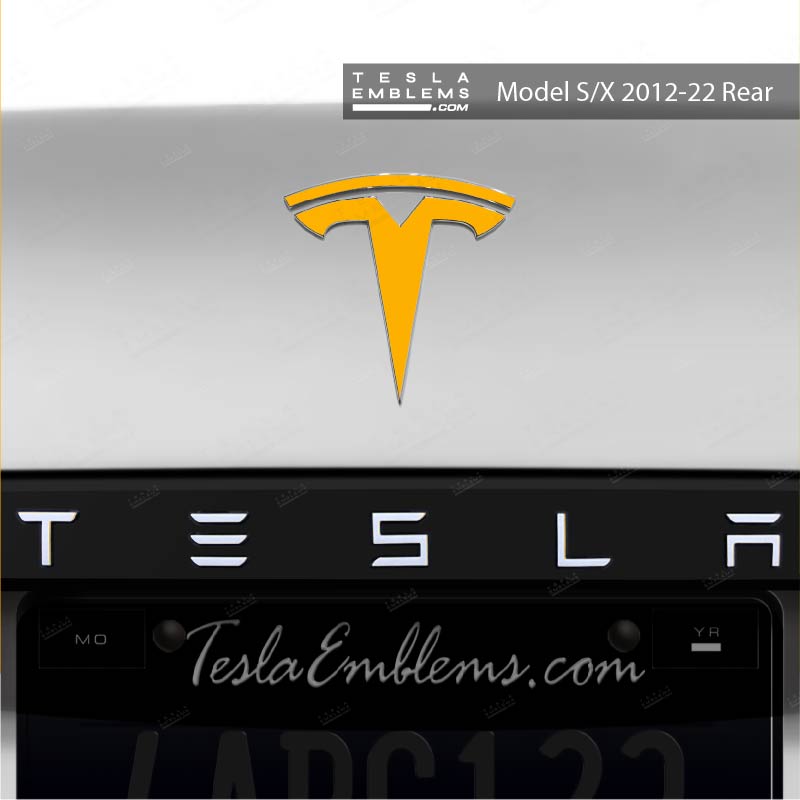 3M Gloss Sunflower Yellow Tesla Emblem Decals (Front + Back)