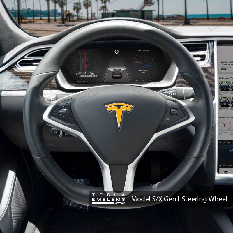 3M Gloss Sunflower Yellow Tesla Steering Wheel Emblem Decal