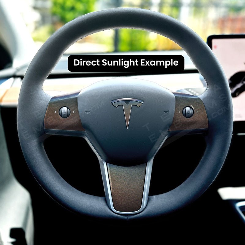 3M Satin Psychedelic Flip Tesla Steering Wheel Trim Decal Kit (4pcs)