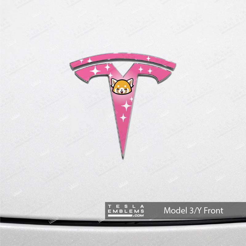 Aggretsuko Tesla Emblem Decals (Front + Back)