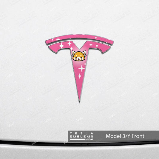 Aggretsuko Tesla Emblem Decals (Front + Back)
