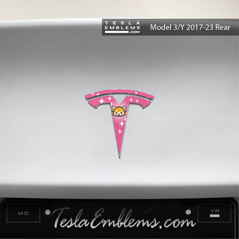 Aggretsuko Tesla Emblem Decals (Front + Back)
