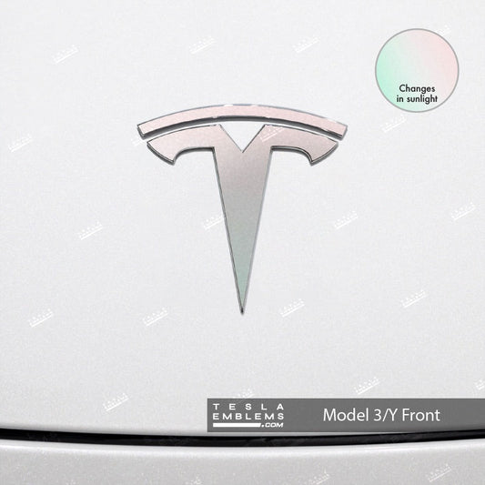 KPMF Matte Aurora Pearl Tesla Emblem Decals (Front + Back)