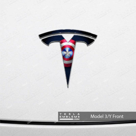 Captain America Tesla Emblem Decals (Front + Back)