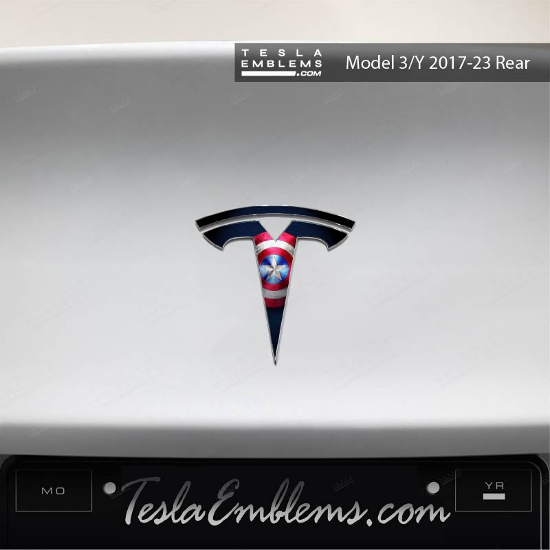 Captain America Tesla Emblem Decals (Front + Back)