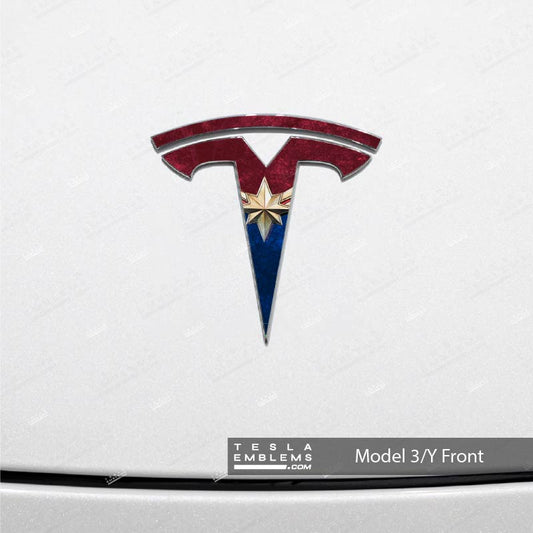 Captain Marvel Tesla Emblem Decals (Front + Back)