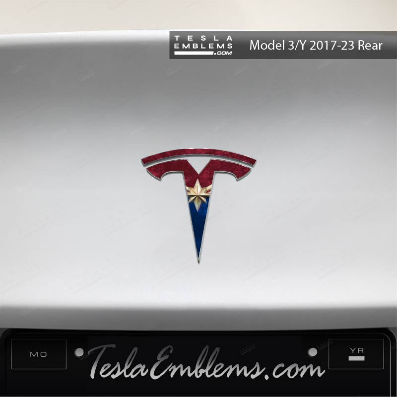 Captain Marvel Tesla Emblem Decals (Front + Back)