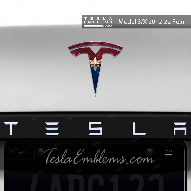 Captain Marvel Tesla Emblem Decals (Front + Back)