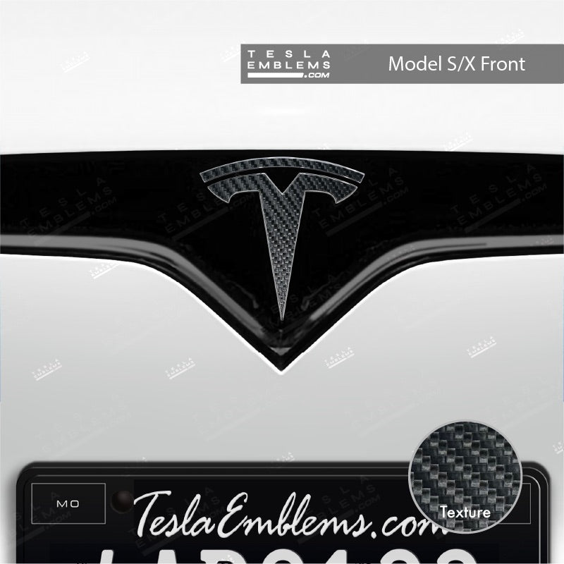 3M Carbon Fiber Tesla Emblem Decals (Front + Back)