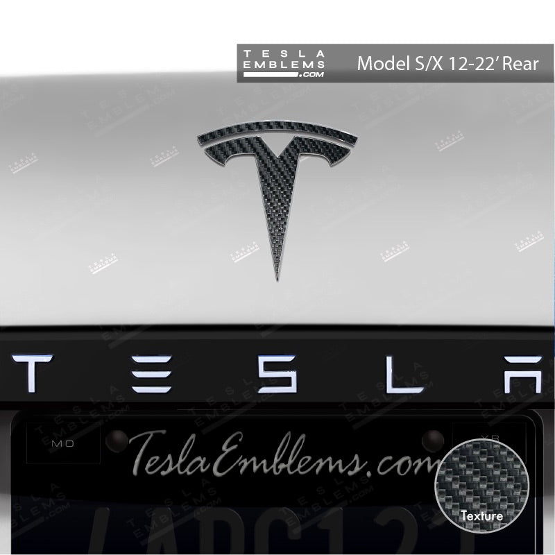 3M Carbon Fiber Tesla Emblem Decals (Front + Back)