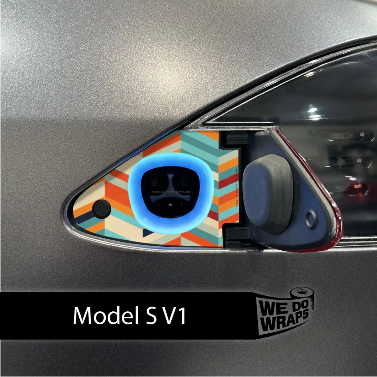 Colorful Herringbone Charge Port Wrap | Model S