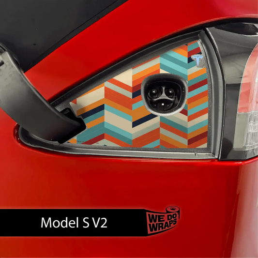 Colorful Herringbone Charge Port Wrap | Model S