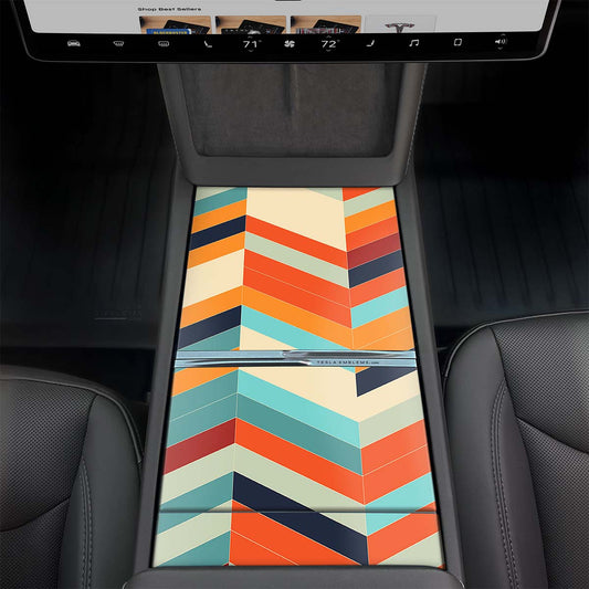 Colorful Herringbone | Tesla Center Console Wrap Kit | MY 2026+ "Juniper"