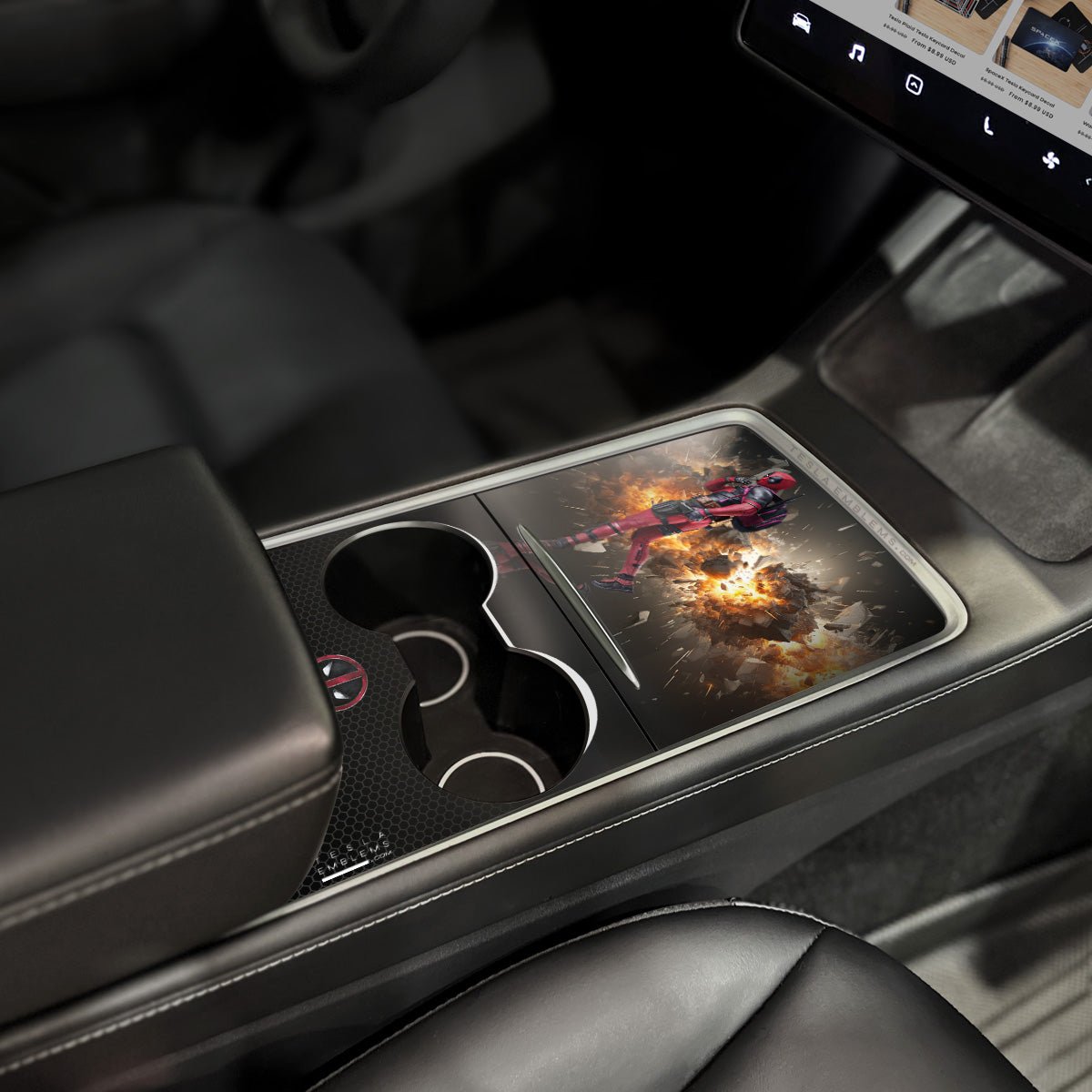Deadpool Explosive Fun Tesla Gen2 Center Console Wrap Kit | Model 3 '21-24 & Model Y '21-25
