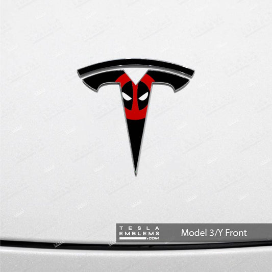 Deadpool Tesla Emblem Decals (Front + Back)