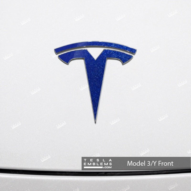 3M Deep Blue Metallic Tesla Emblem Decals (Front + Back)