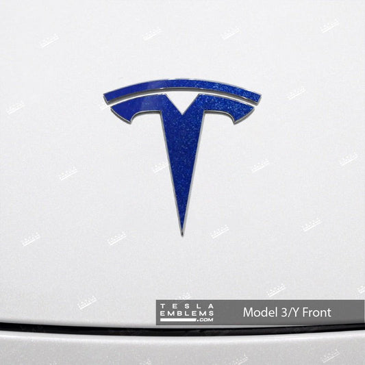 3M Deep Blue Metallic Tesla Emblem Decals (Front + Back)