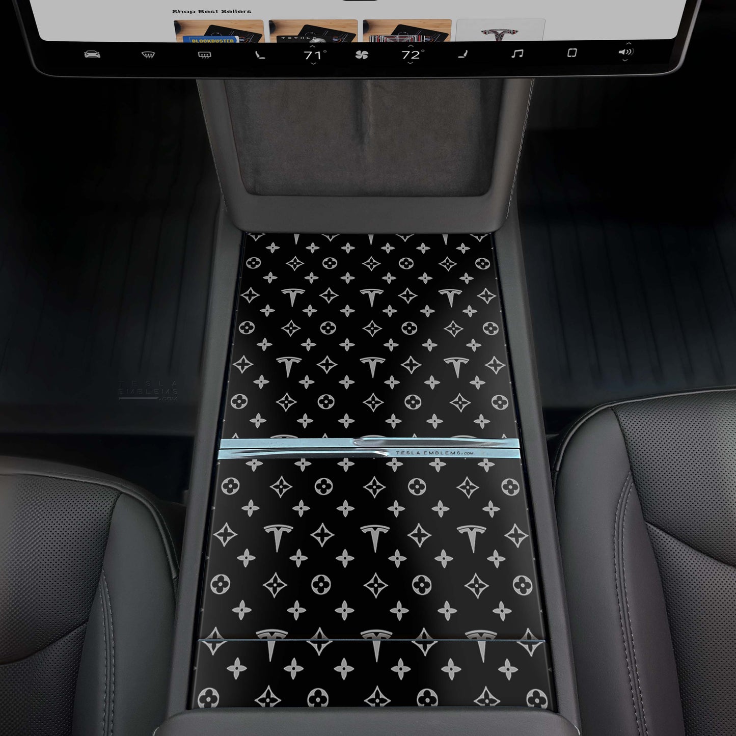 Designer LV Pattern Tesla Edition | Tesla Center Console Wrap Kit | MY 2026+ "Juniper"