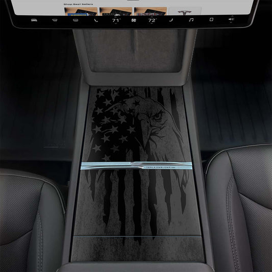 Distressed American Eagle Flag | Tesla Center Console Wrap Kit | MY 2026+ "Juniper"