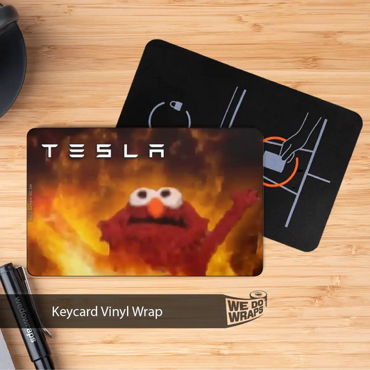 Elmo on Fire Meme Tesla Keycard Decal