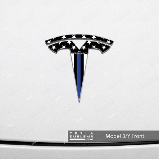First Responders Law Enforcement Tesla Emblem Decals (Front + Back)