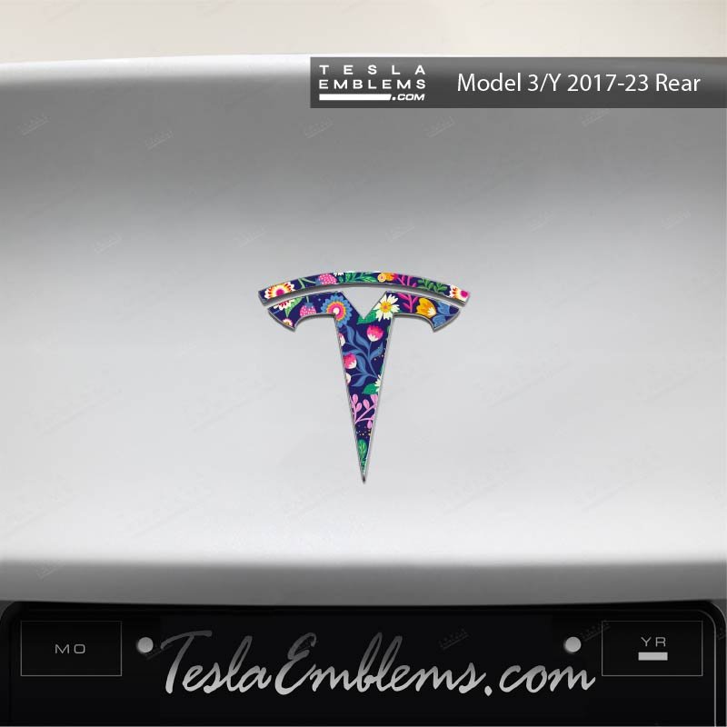 Floral Meadow Tesla Emblem Decals (Front + Back)