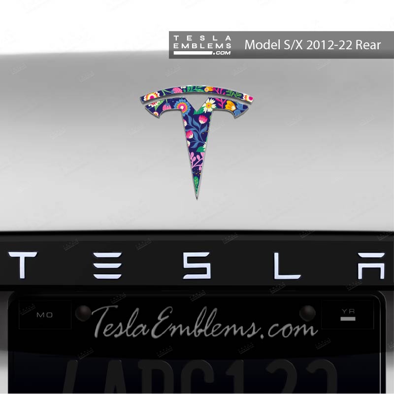 Floral Meadow Tesla Emblem Decals (Front + Back)