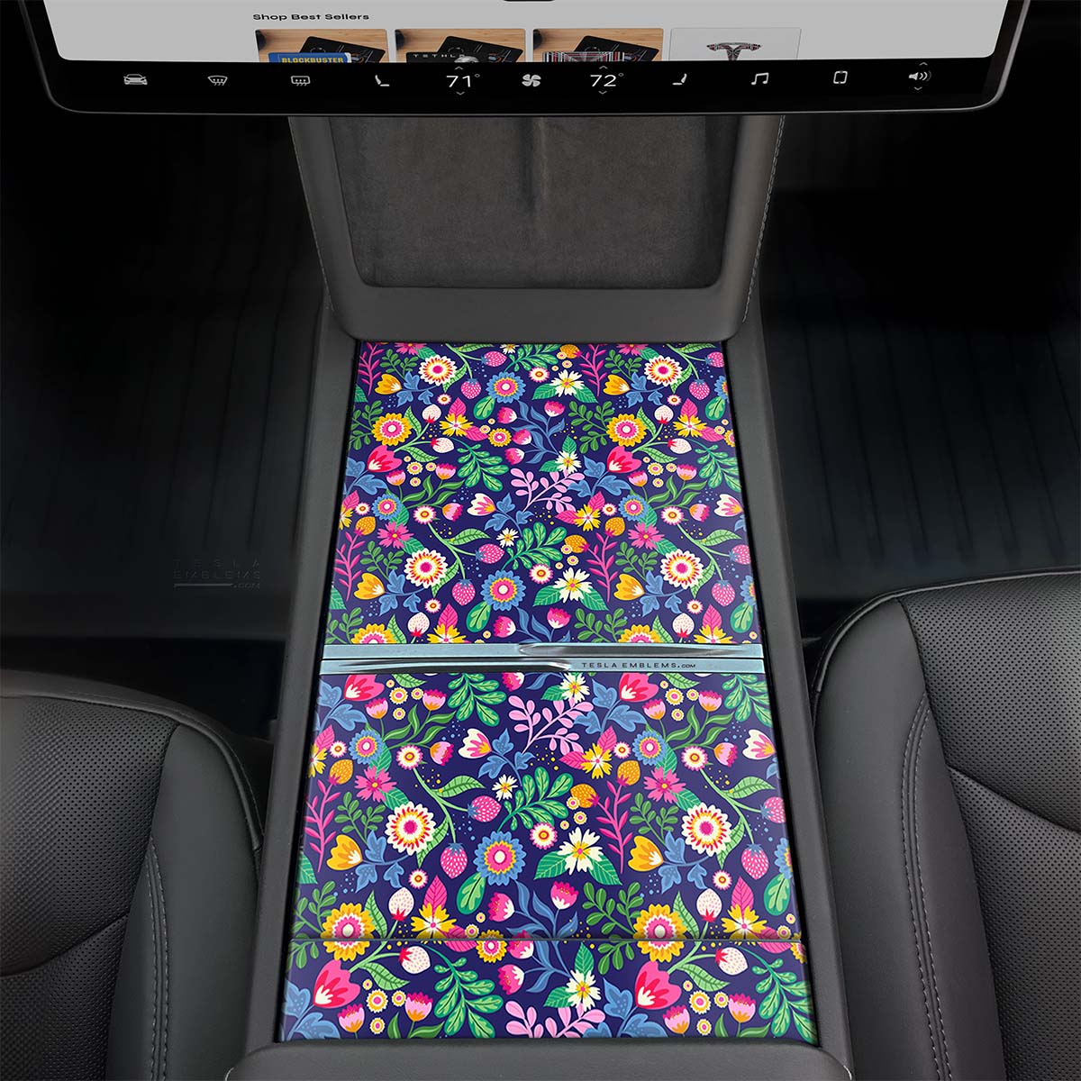 Floral Meadow | Tesla Center Console Wrap Kit | MY 2026+ "Juniper"