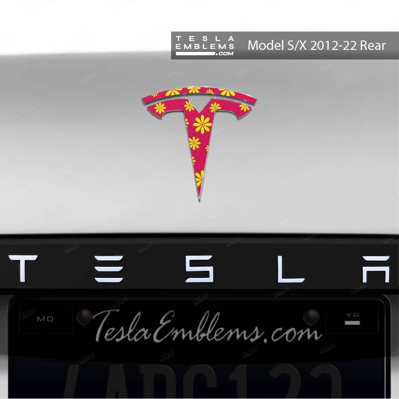 Flower Power Tesla Emblem Decals (Front + Back)