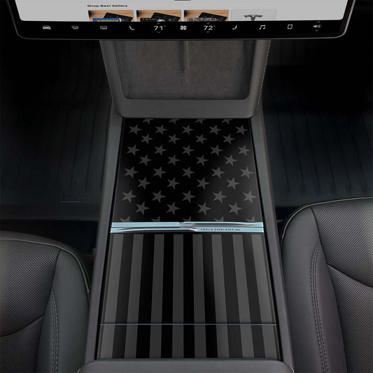 Ghost Black Patriot American Flag | Tesla Center Console Wrap Kit | MY 2026