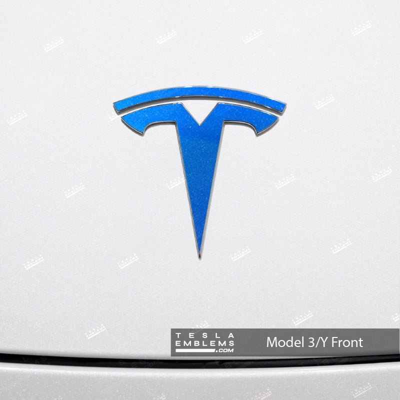 3M Gloss Fire Blue Tesla Emblem Decals (Front + Back)