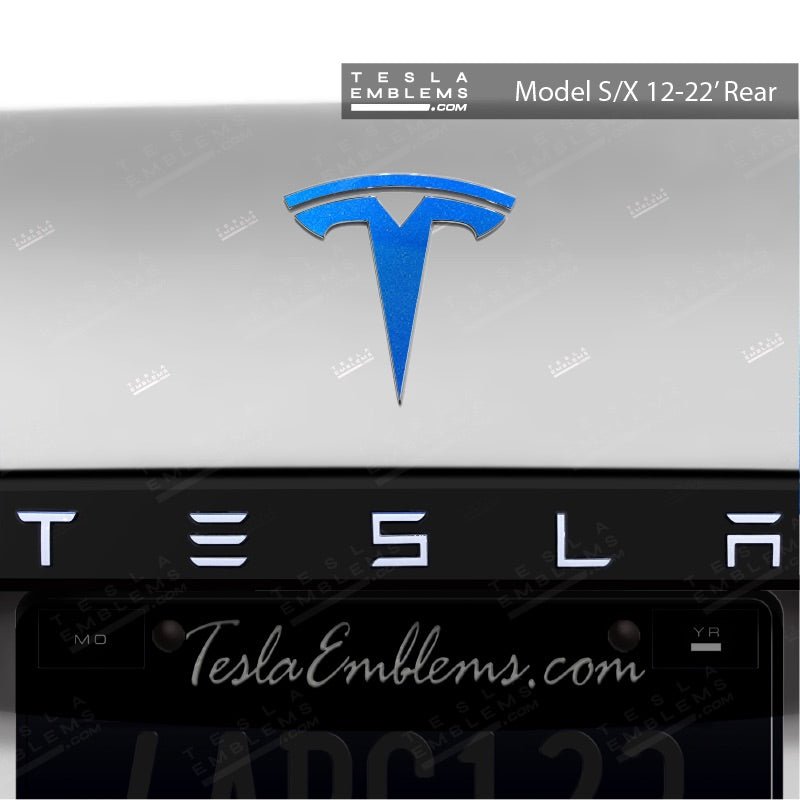 3M Gloss Fire Blue Tesla Emblem Decals (Front + Back)