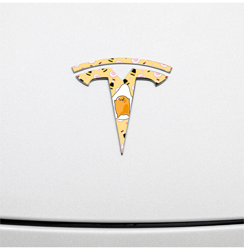 Gudetama Tesla Emblem Decals (Front + Back)