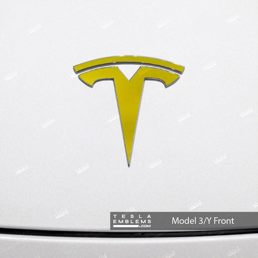 KPMF Matte Iced Yellow Titanium Tesla Emblem Decals (Front + Back)