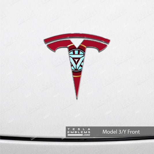Iron Man Tesla Emblem Decals (Front + Back)