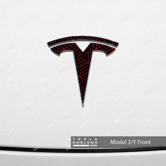 Isometric 3D Pattern Tesla Emblem Decals (Front + Back)