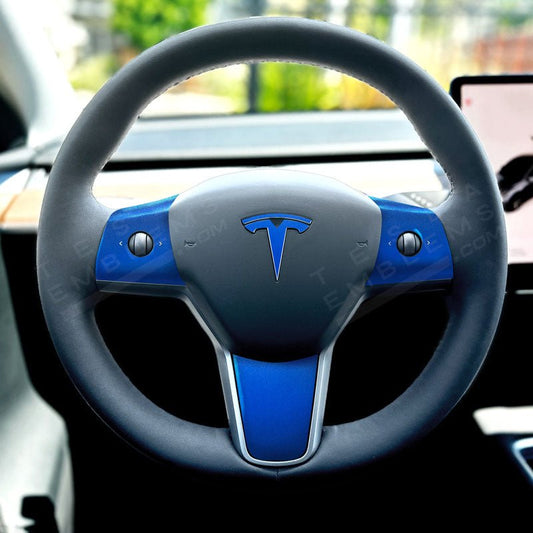 3M Gloss Fire Blue Tesla Steering Wheel Trim Decal Kit (4pcs)