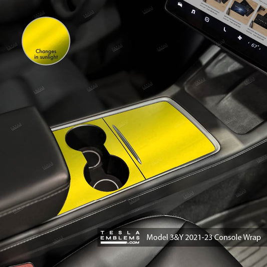 KPMF Matte Iced Yellow Titanium | Tesla Center Console Wrap Kit | Model Y '21-25