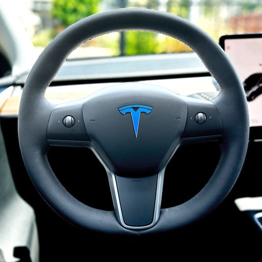 3M Gloss Fire Blue Tesla Steering Wheel Emblem Decal