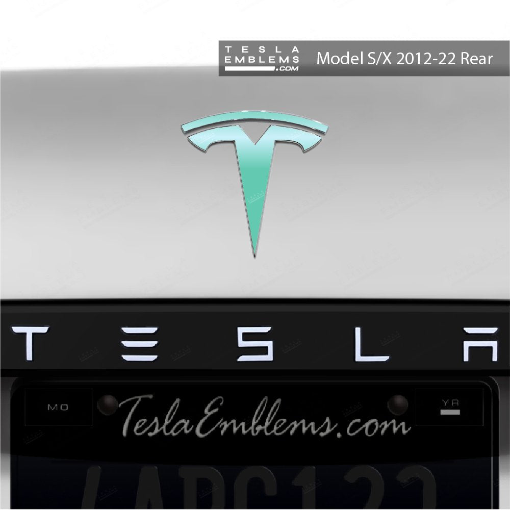 KPMF Satin Spearmint Tesla Emblem Decals (Front + Back)