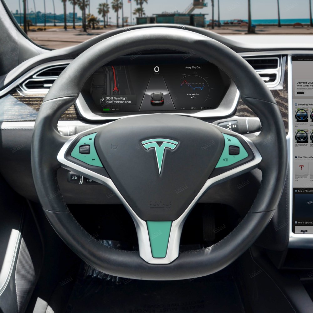 KPMF Satin Spearmint Tesla Steering Wheel Trim Decal Kit (4pcs)