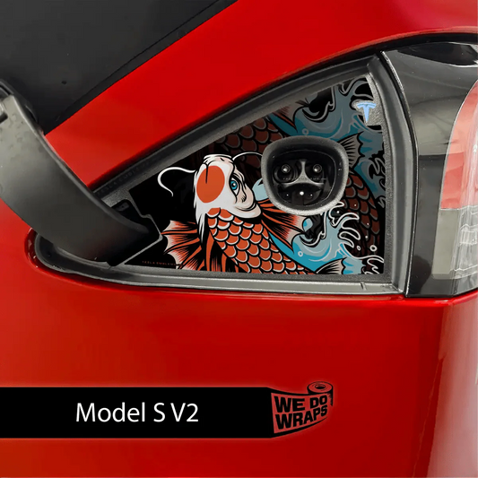 Koi Tattoo Art Tesla Charge Port Wrap | Model S