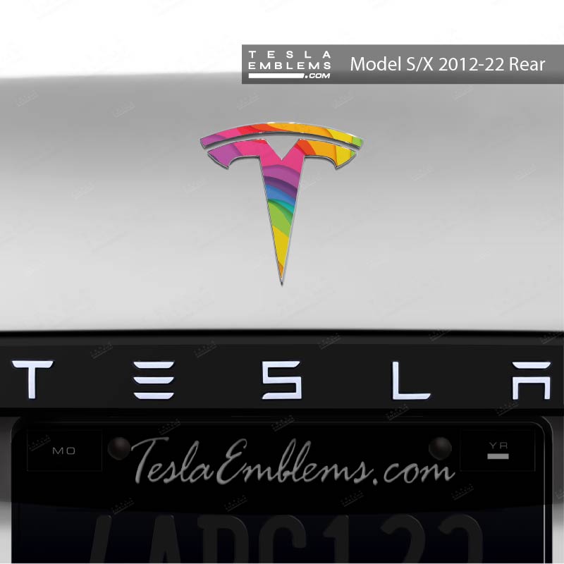 Layered Rainbow Tesla Emblem Decals (Front + Back)