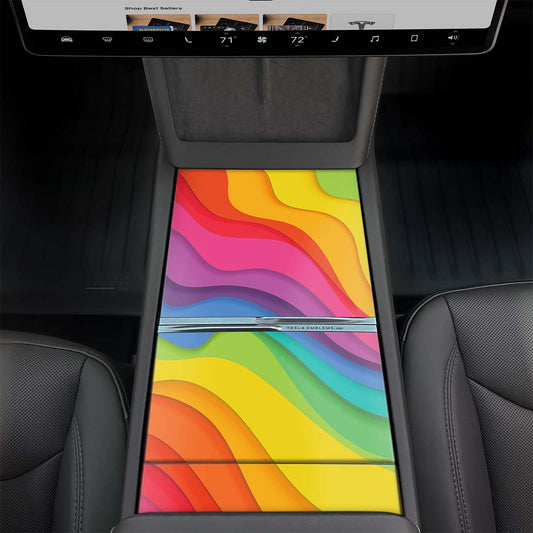 Layered Rainbow | Tesla Center Console Wrap Kit | MY 2026+ "Juniper"