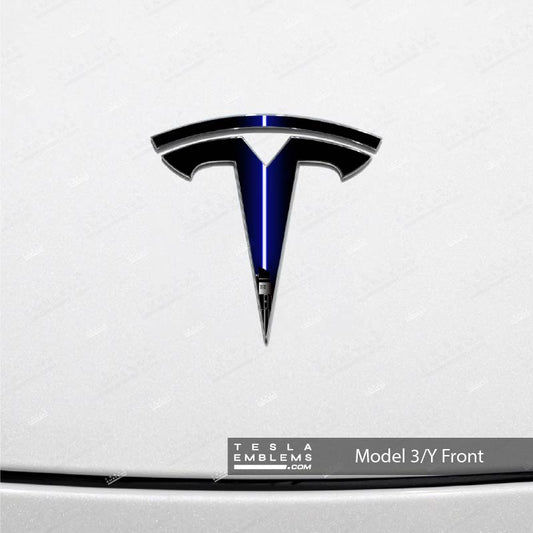 Blue Lightsaber Tesla Emblem Decals (Front + Back)