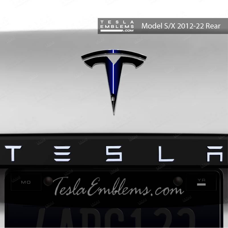 Blue Lightsaber Tesla Emblem Decals (Front + Back)
