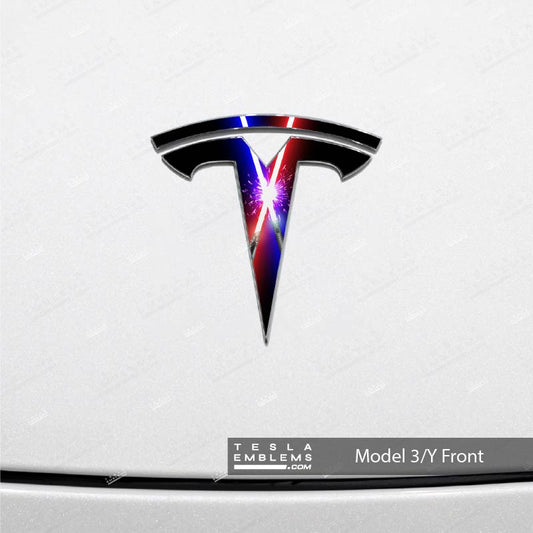Lightsaber Clash Tesla Emblem Decals (Front + Back)
